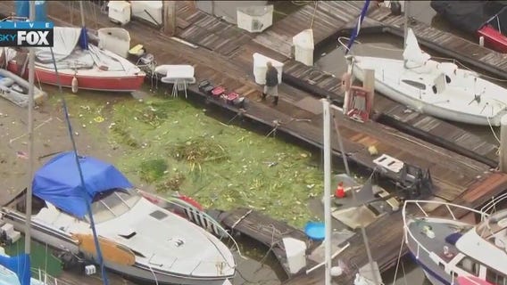 Hilary damages boats, causes mess in Long Beach bay