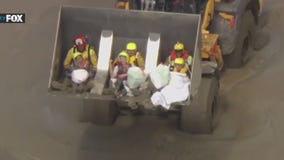 People rescued in Hilary floods placed on front loader