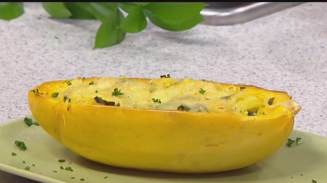Making Spaghetti Squash Alfredo on "The Nine"