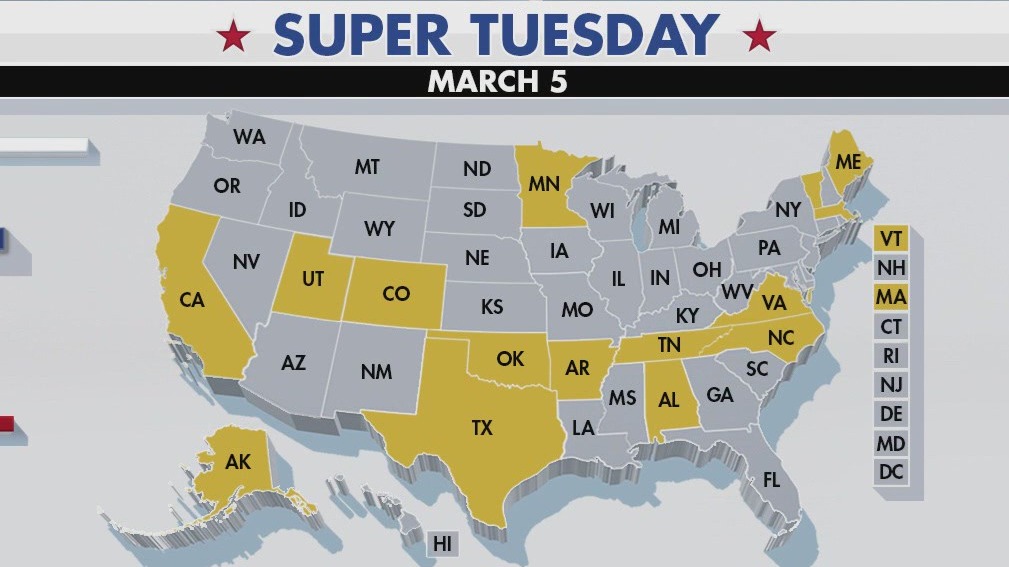 15 states head to the polls for Super Tuesday