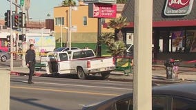Man crashes into pole after being shot in South LA