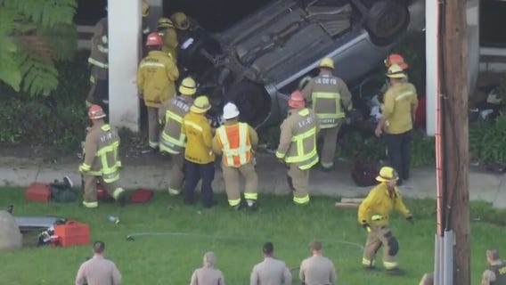 Car plows into San Dimas building