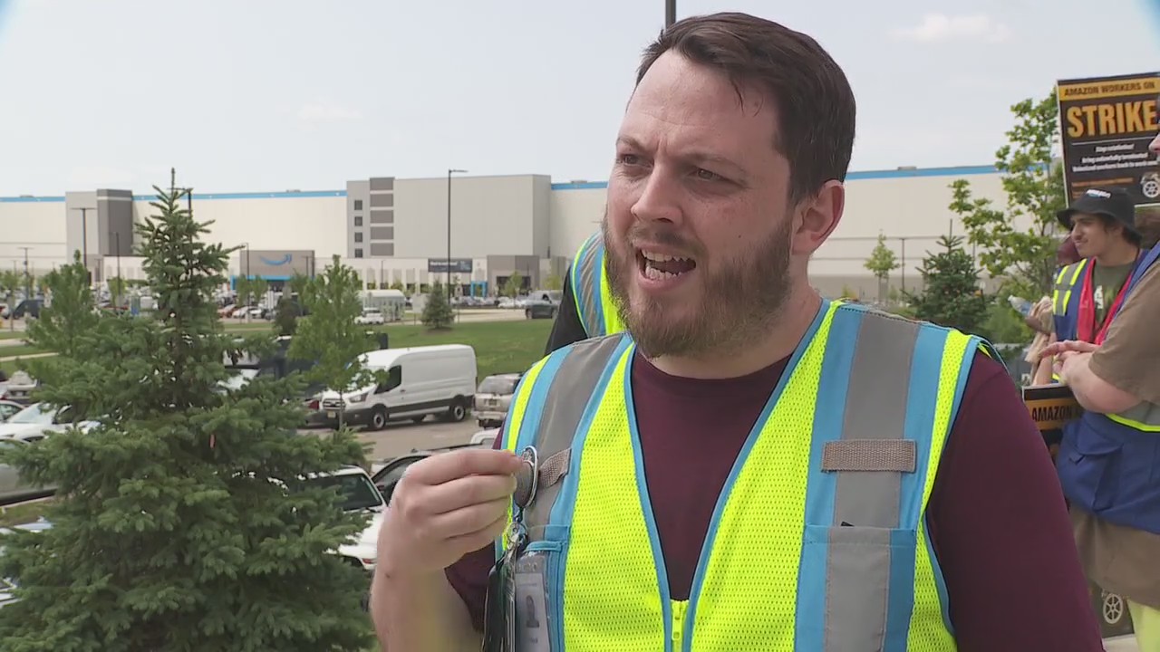 Amazon workers strike outside Pontiac fulfillment center