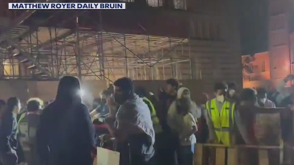 Protesters clash overnight at UCLA encampment