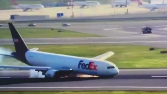 Boeing plane on fire after dragging on runway