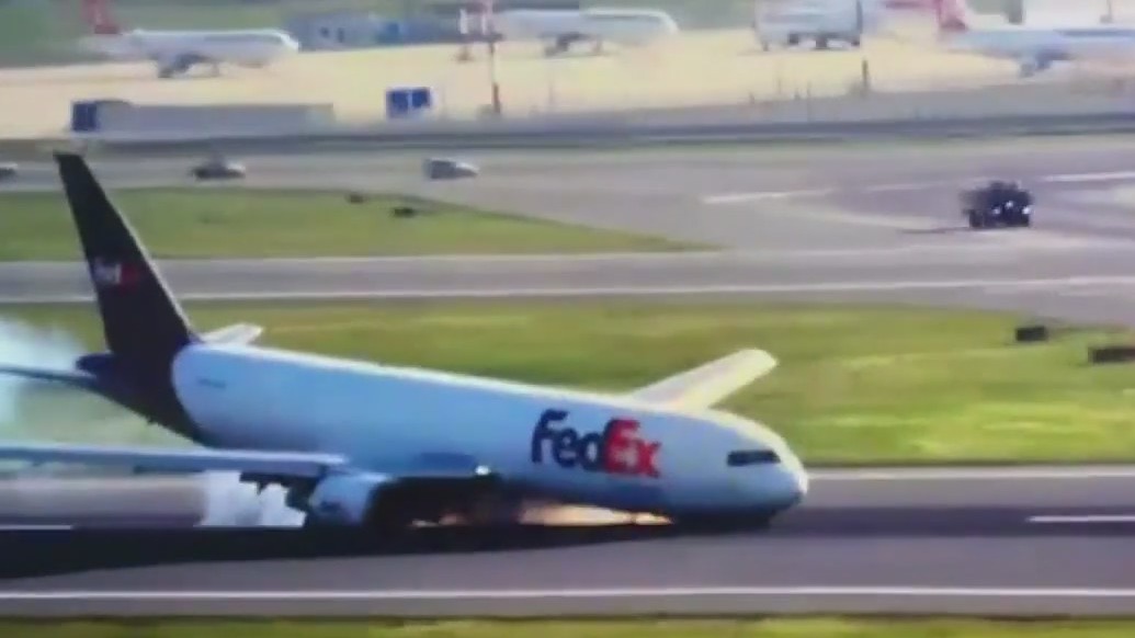 Boeing plane on fire after dragging on runway