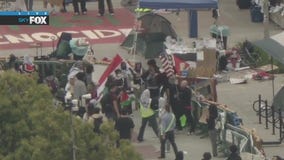 Brief confrontation between dueling protests
