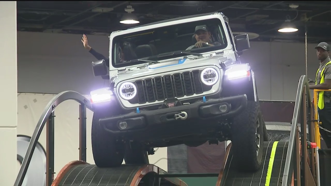 On the Jeep test track at the Detroit Auto Show