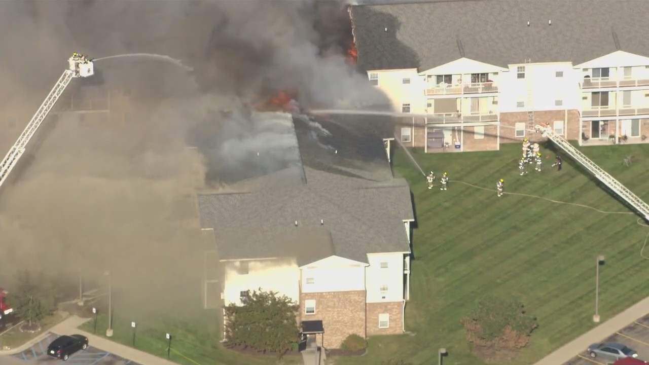 Crews continue to battle large fire at senior living apartments in Southgate