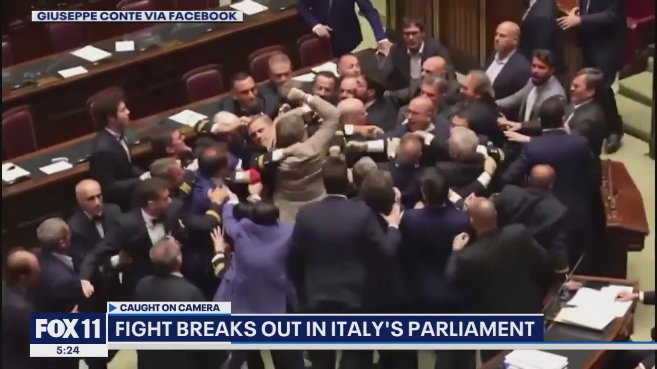 Fight breaks out at Italy's parliament