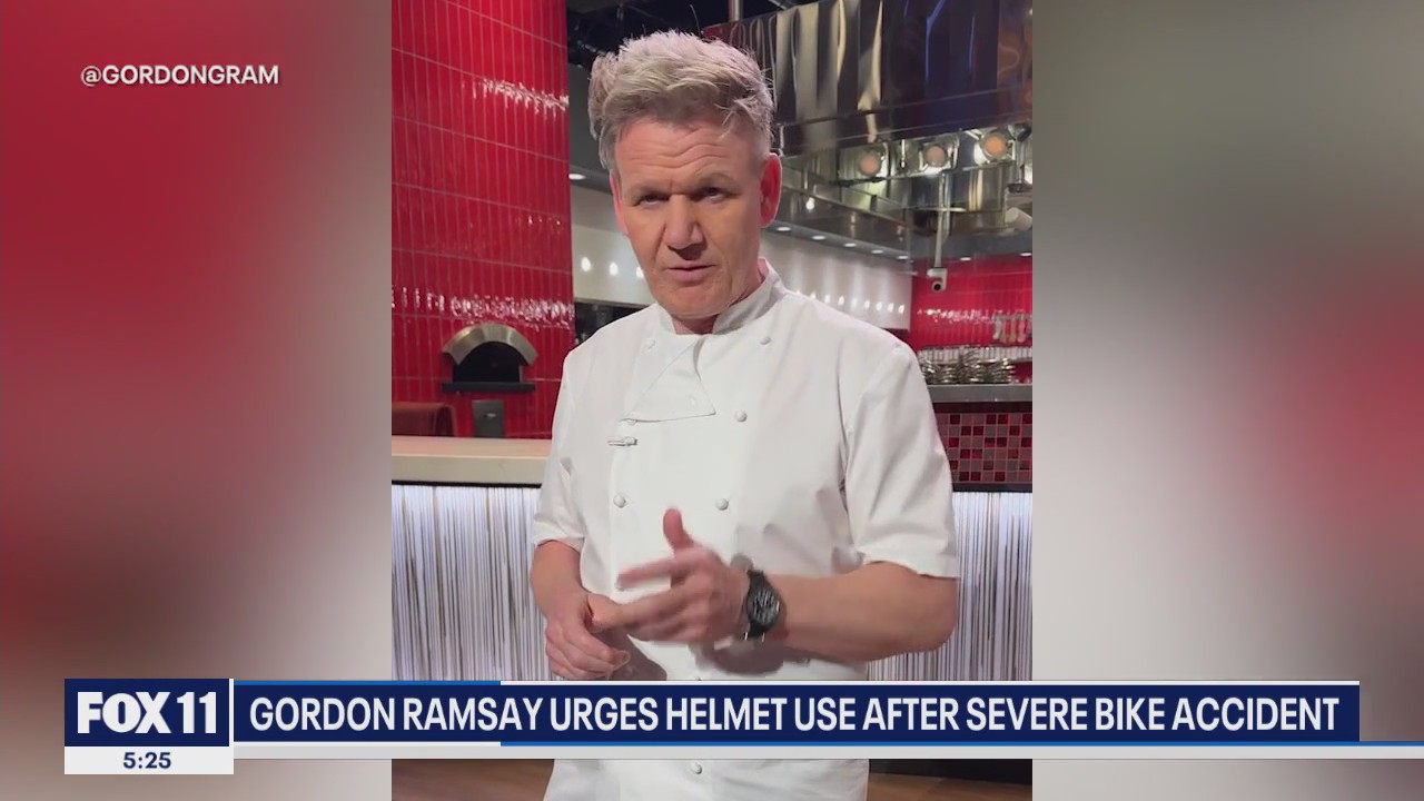 Gordon Ramsay crashes bike