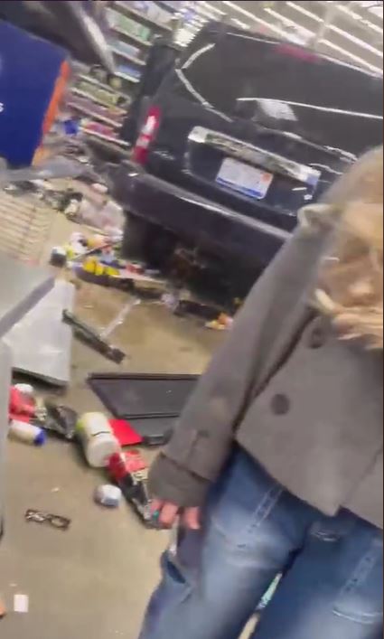 SUV crash inside store video from witness