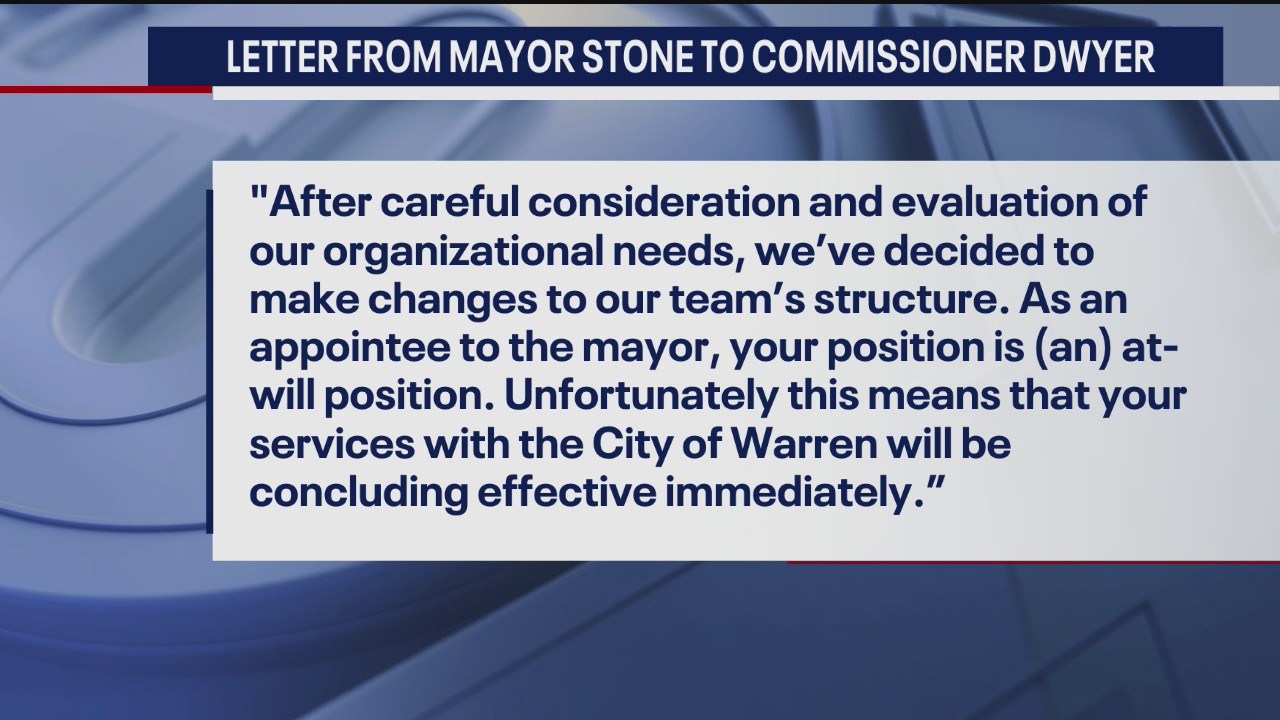 Warren Police Commissioner Bill Dwyer let go effective immediately by Mayor Lori Stone