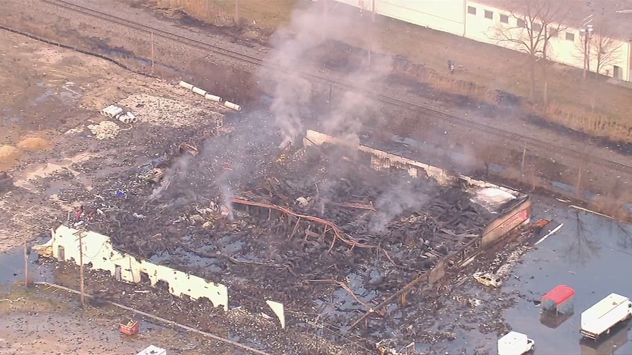 Aerial view of Clinton Township explosion