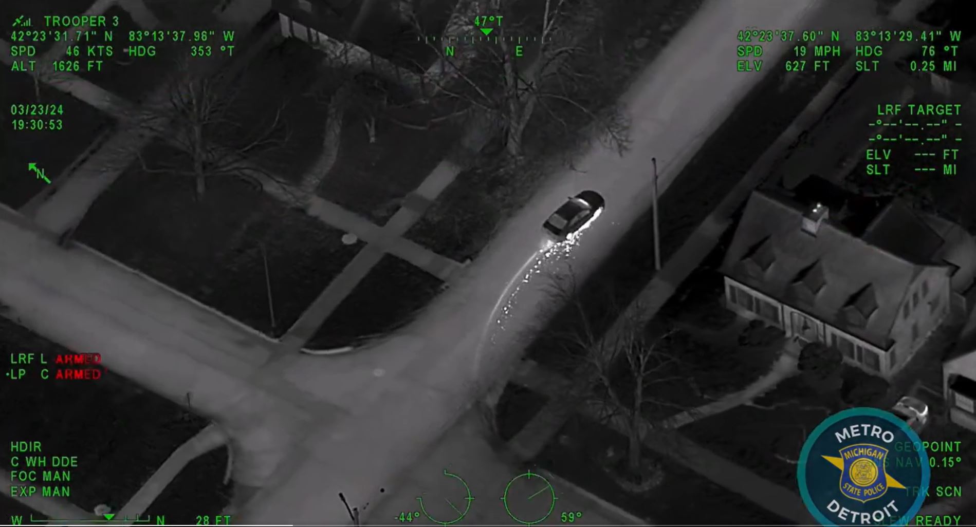 State police helicopter pursuit traffic stop suspect March 23