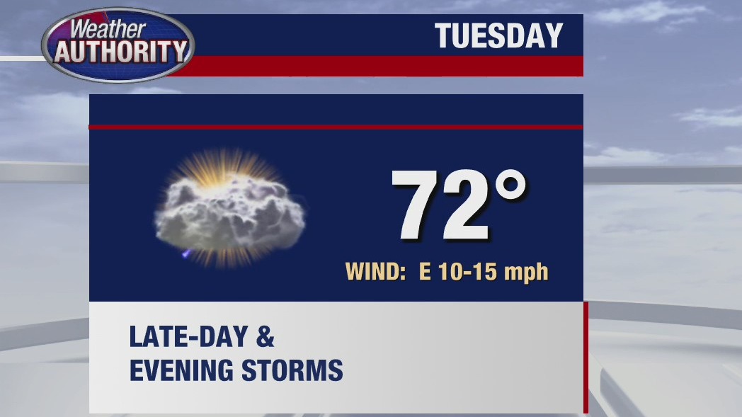 Storms likely for Tuesday