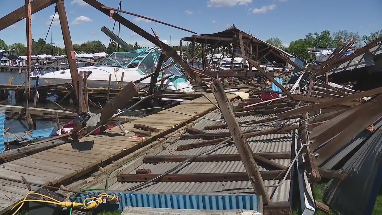 Havoc at marina on Lake St. Clair after storms