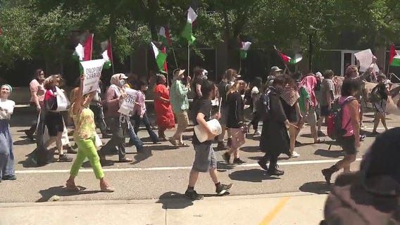 Ann Arbor pro-Palestine protesters march through downtown