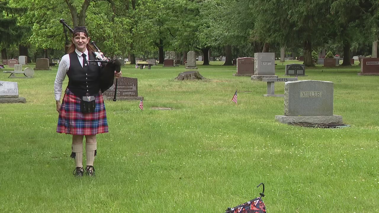 Bagpiper's craft is special on Memorial Day