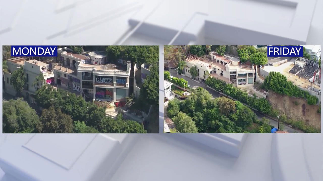 2nd Hollywood Hills mansion covered in graffiti
