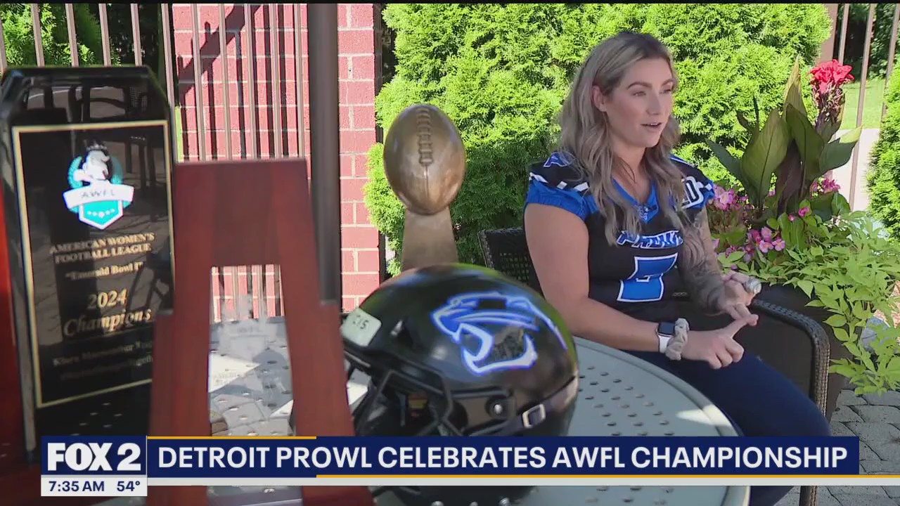 Detroit Prowl, a women's tackle football team, celebrates AWFL championship