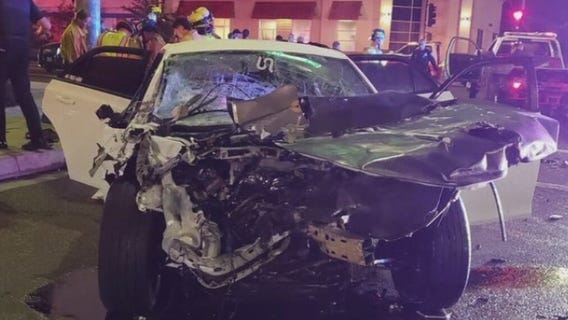 Police chase suspect slams into tow truck