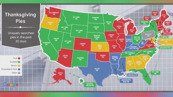 Most unique pie searches by state