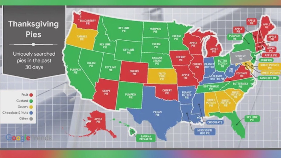 Most unique pie searches by state