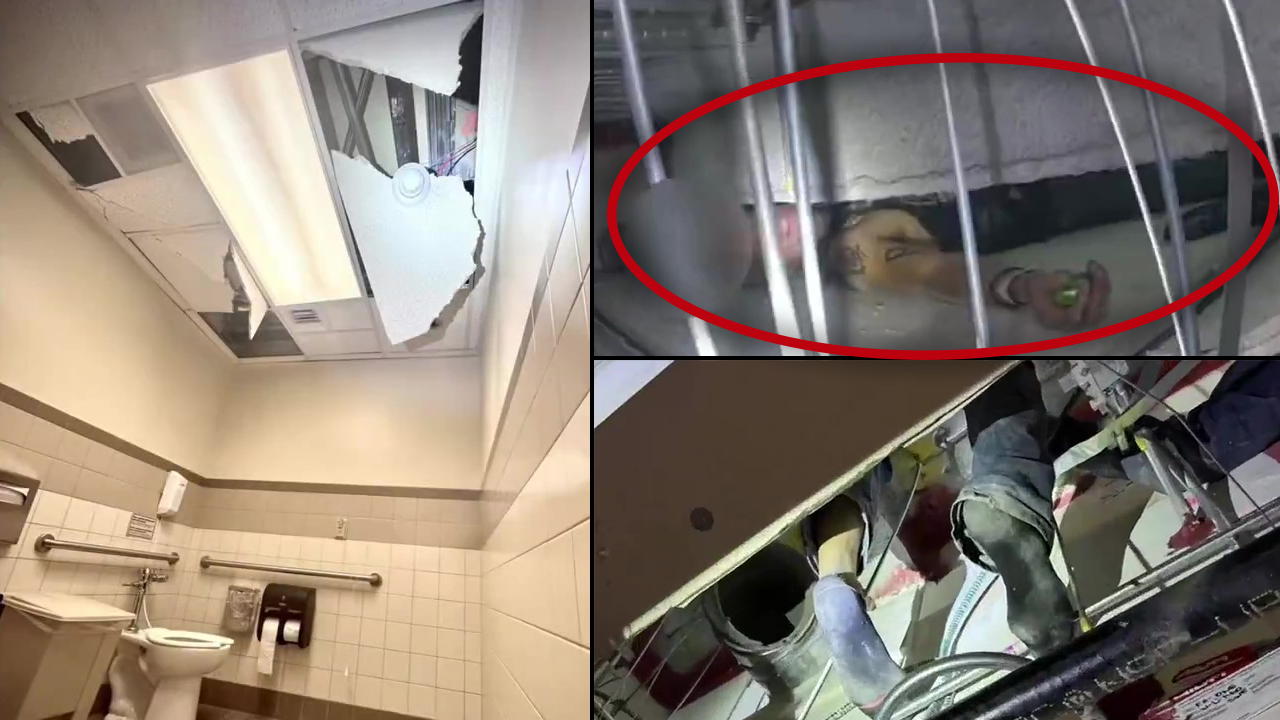 Man gets stuck in ceiling of hospital