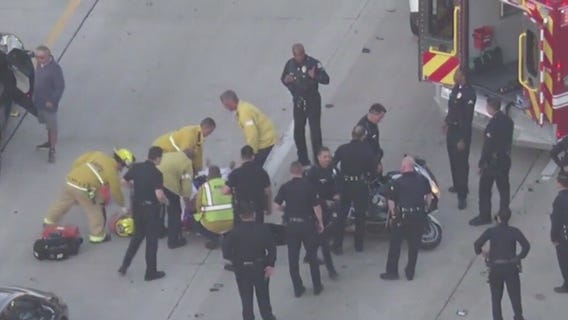 LAPD officer injured in rush hour freeway crash
