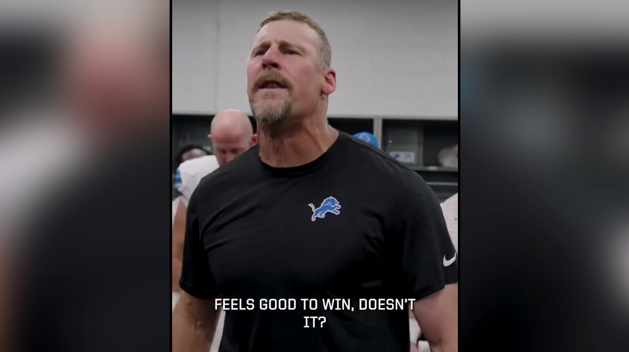 Lions' Dan Campbell locker room speech after Sunday's victory: 'Feels good to win, doesn't it?'