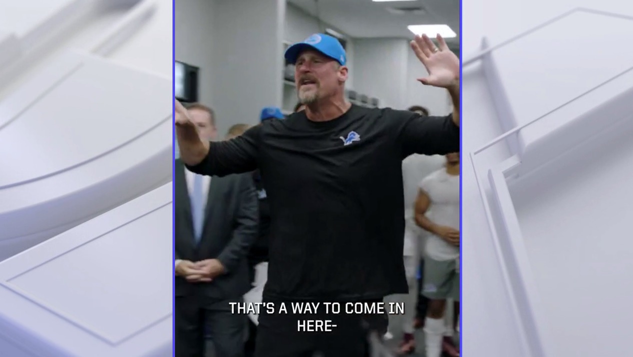 Detroit Lions locker room celebration after beating Minnesota