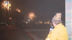 Power line sparks fly during Pacific Palisades fire