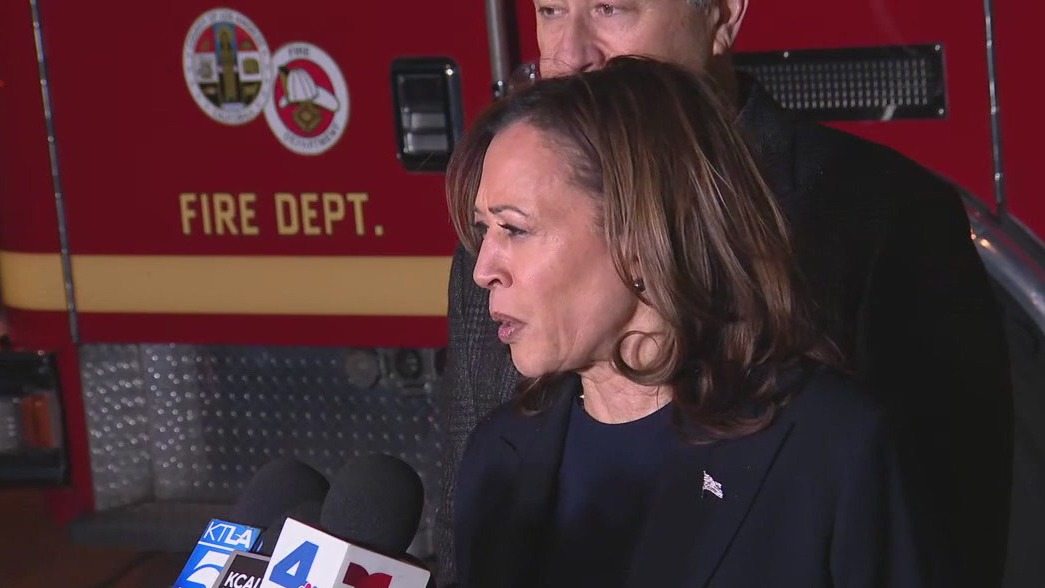 Harris thanks firefighters at Altadena fire station