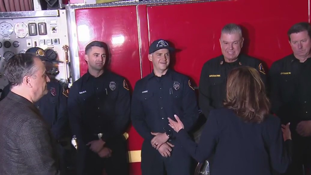 Kamala Harris visits LA fire station