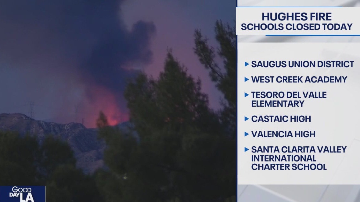 School campuses closed amid Hughes Fire