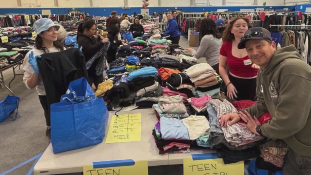 Donation distribution in Santa Monica for wildfire victims