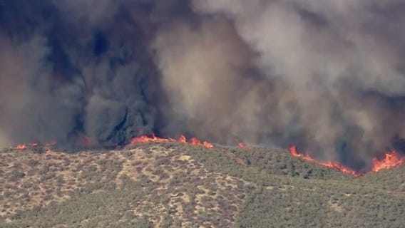 Hughes Fire: Winds fueling fast-growing fire near Castaic Lake