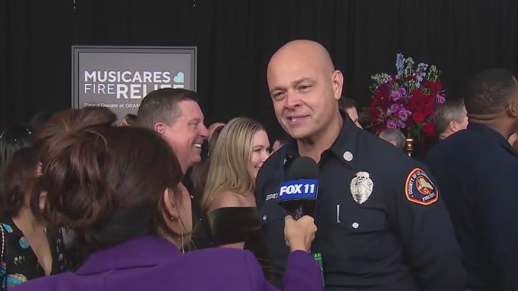 LA firefighters honored on Grammy's red carpet