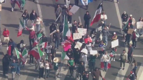 Anti-ICE protest underway in DTLA