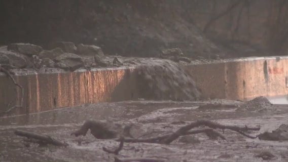 Rains flood Palisades Fire burn area