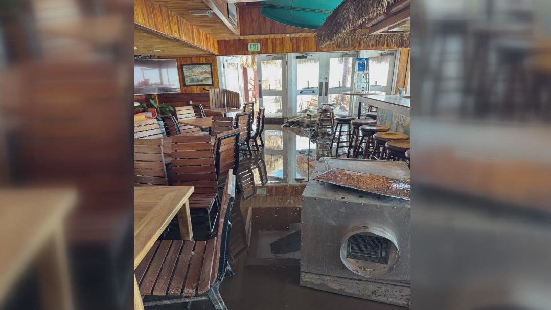 Duke's restaurant Malibu flooded during LA storm