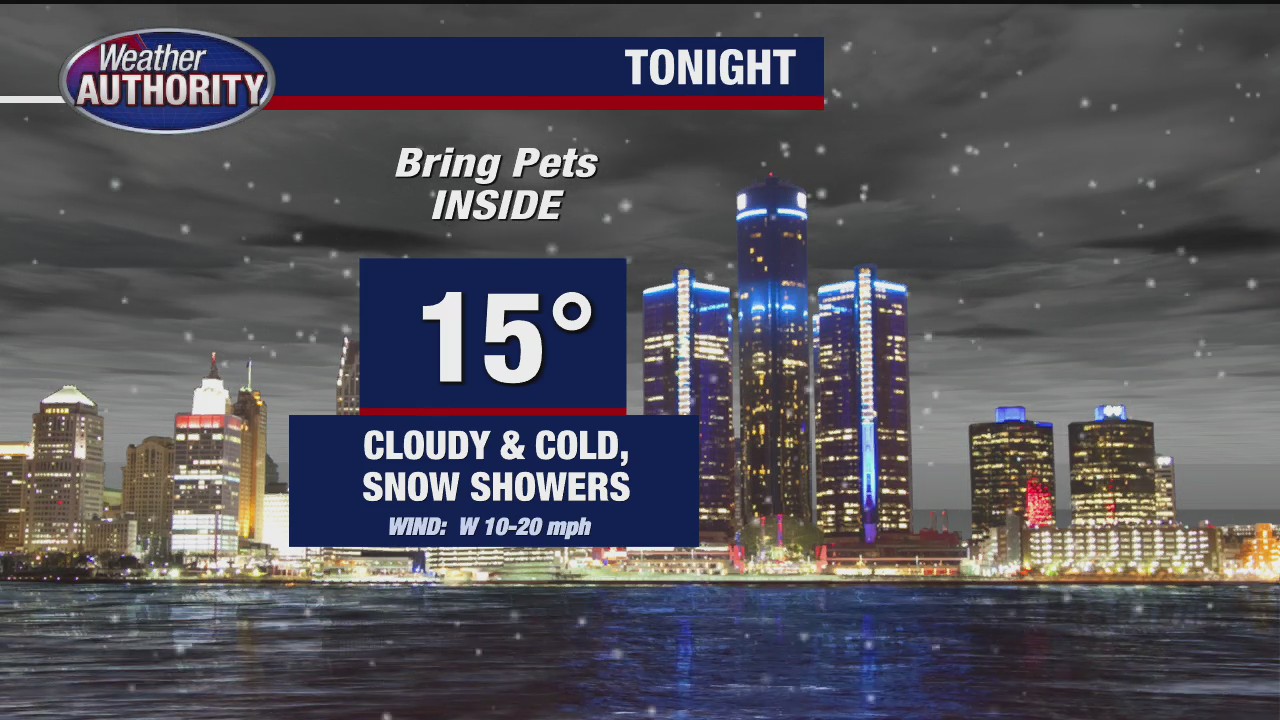 Cloudy and cold with snow showers Tuesday