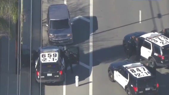 Cops pin LA police chase suspect from behind