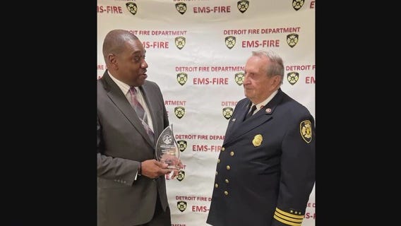 Detroit Fire Department special salute for 90-year-old Chaplain