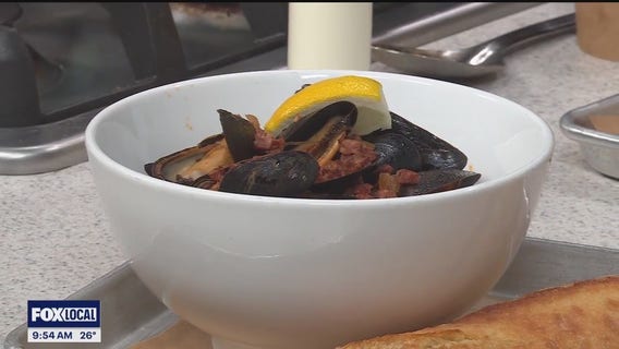 Making Cajun mussels with Hazel's