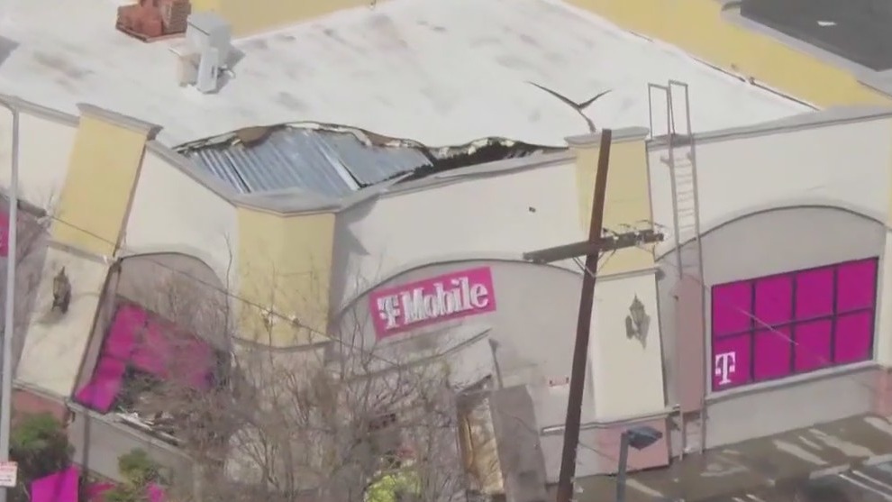 Crash triggers roof collapse in North Hills