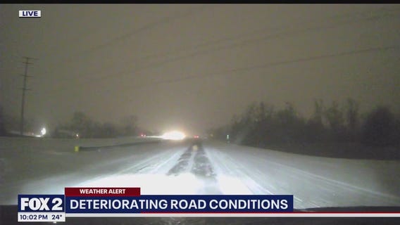 Metro Detroit road conditions deteriorate as heavy snow fall accumulates