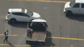 Truck hits several cars in half-hour police chase