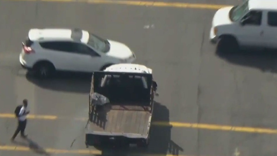 Truck hits several cars in half-hour police chase